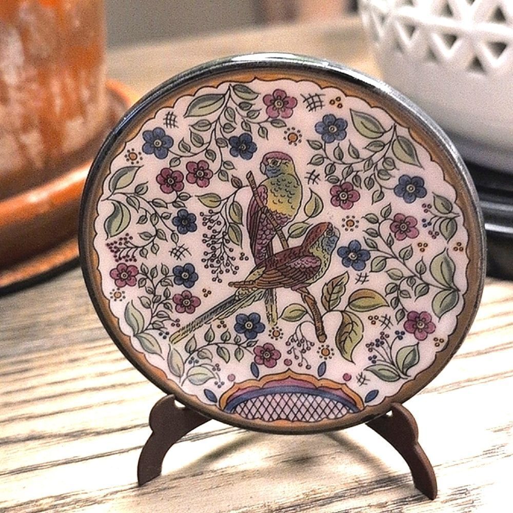 Vintage Hand Crafted Spanish Miniature Decorative Wall Plate With Stand